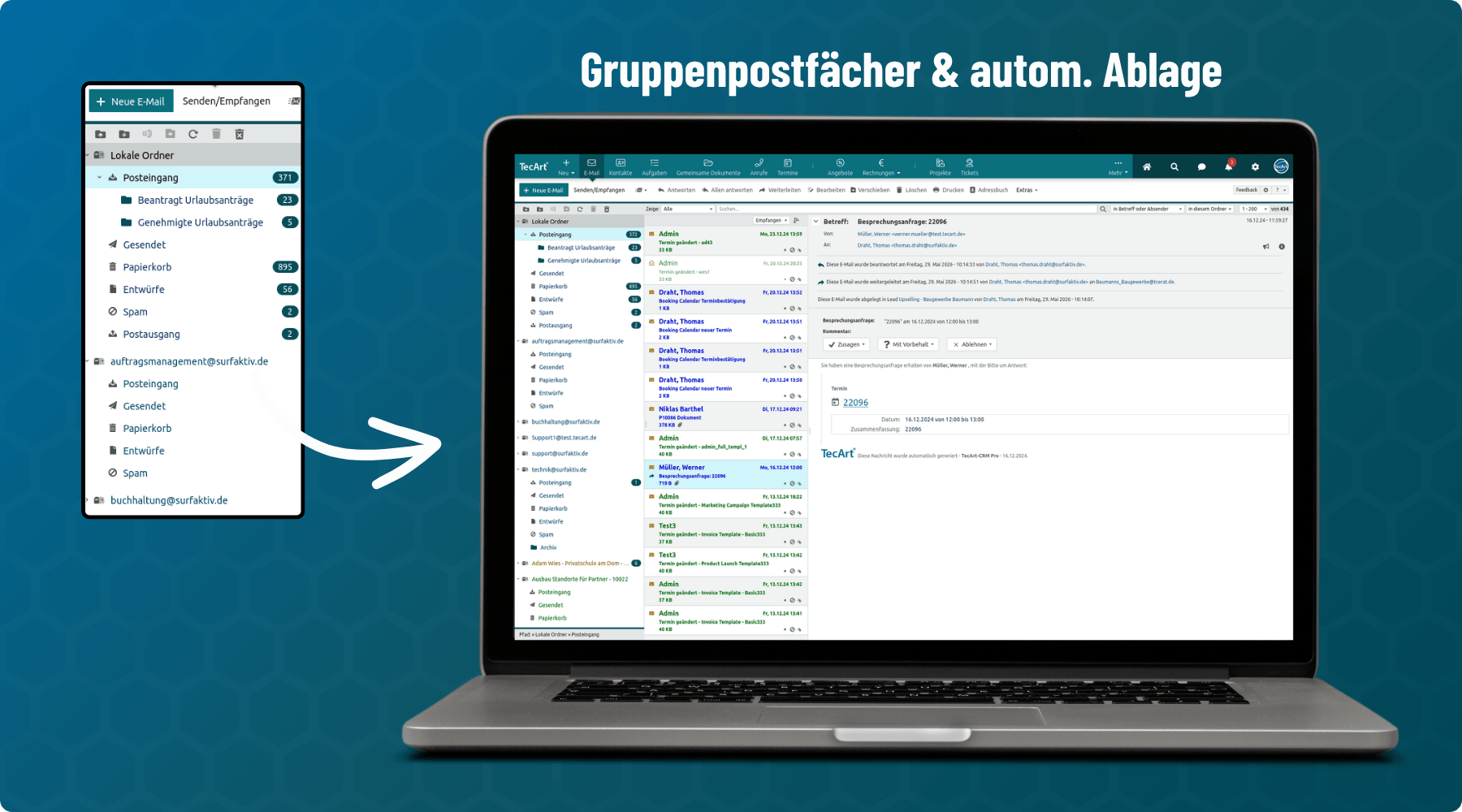 Gruppenpostfächer und automatische Ablage